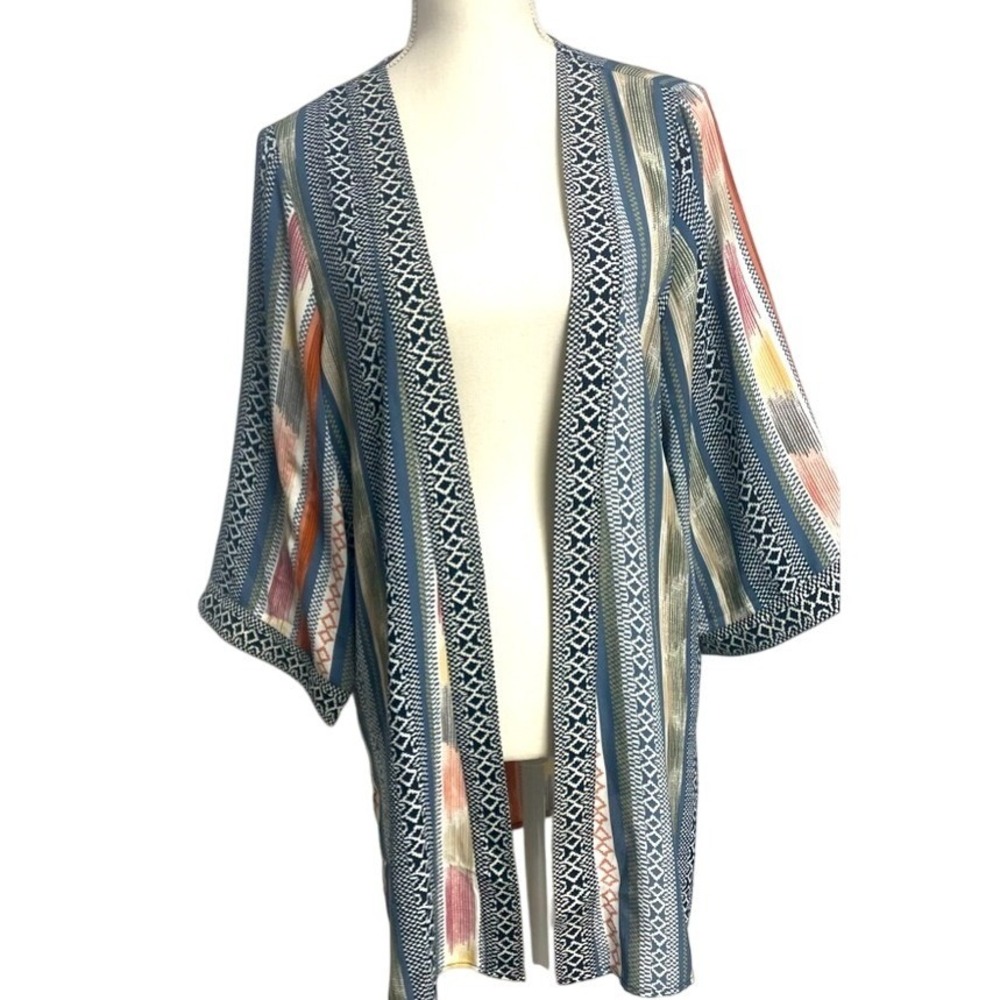 Christopher &‎ Banks Blue Multi Kimono Cardigan Womens S/M